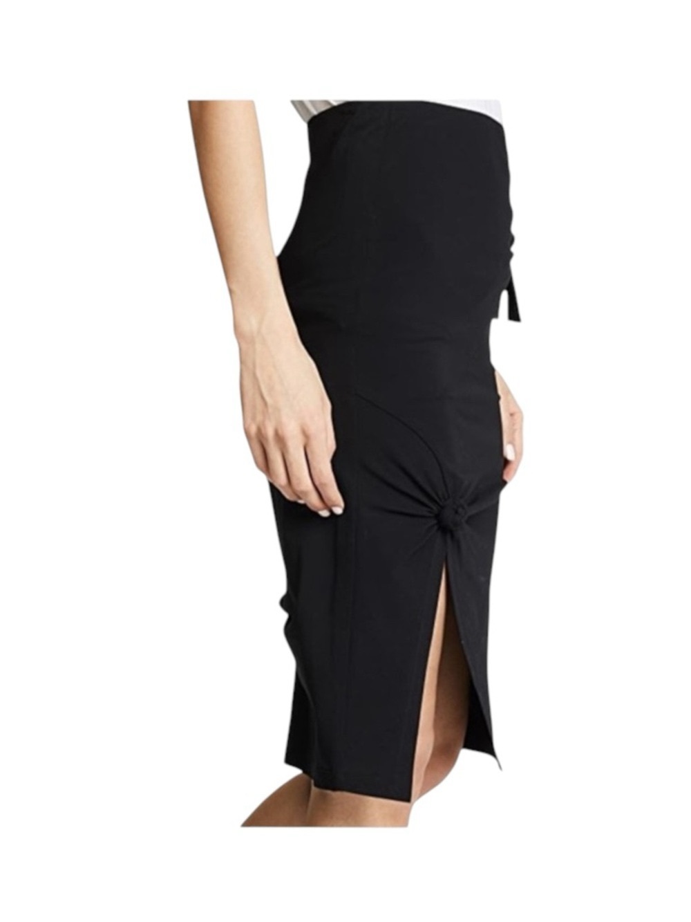 new Helmut Lang ♌︎ Slinky Sexy Knot Mini Skirt ♌︎ Black Stretch Jersey ♌︎ Large - Picture 7 of 16